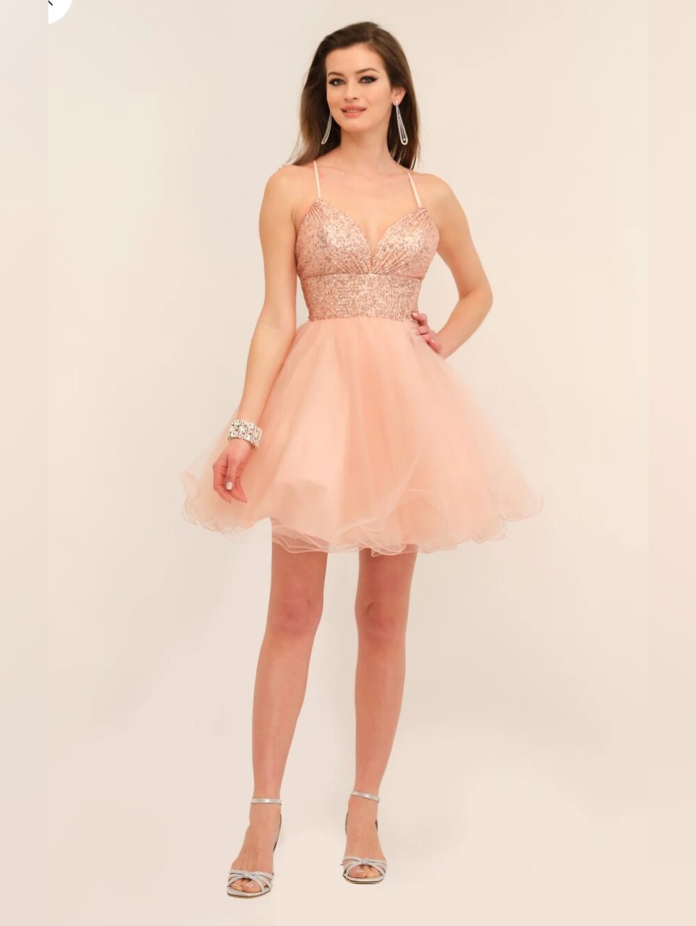 Dave & Johnny 11183 Blush Pink A-Line Party Dress Size 5/6 - Picture 1 of 6